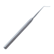 Lewicky Cystotome, Sharp Equilateral Triangular Tip / Blunt Base, Angled/Vaulted 11mm From Bend To Tip, Round Knurled Handle, Overall Length 4-1/2" (114mm) E0140,E0140